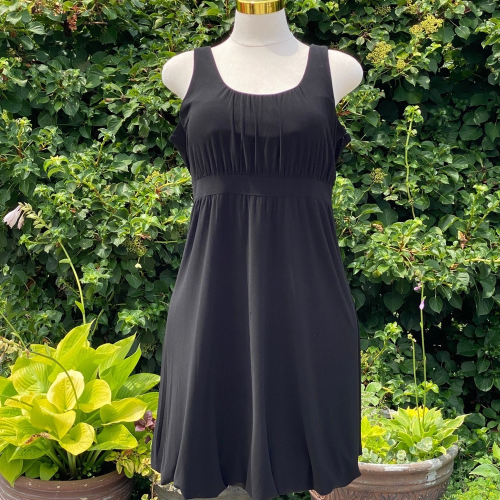 Du Jour Chic Black Bubble Hem Short Dress Retro Y2K Sleeveless Ruched - Large